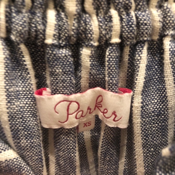 Parker Jeanette Off Shoulder Linen Striped Dress - Picture 4 of 8